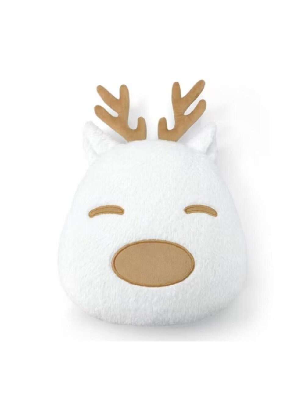 Christmas White Plush Reindeer Throw Pillow 14.25" Home Decor Festive Couch Cozy